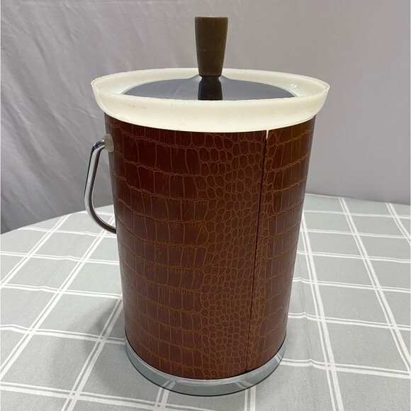 MCM Kromex Vintage Faux Crocodile & Chrome Ice Champagne Bucket - Picture 3 of 8